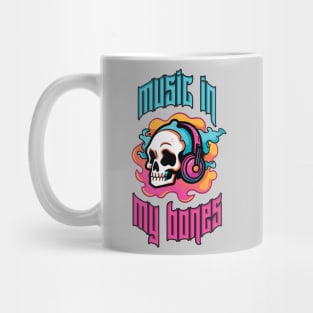 Music in My Bones. Colorful Skull Wearing Headphones. Creepin it real Mug